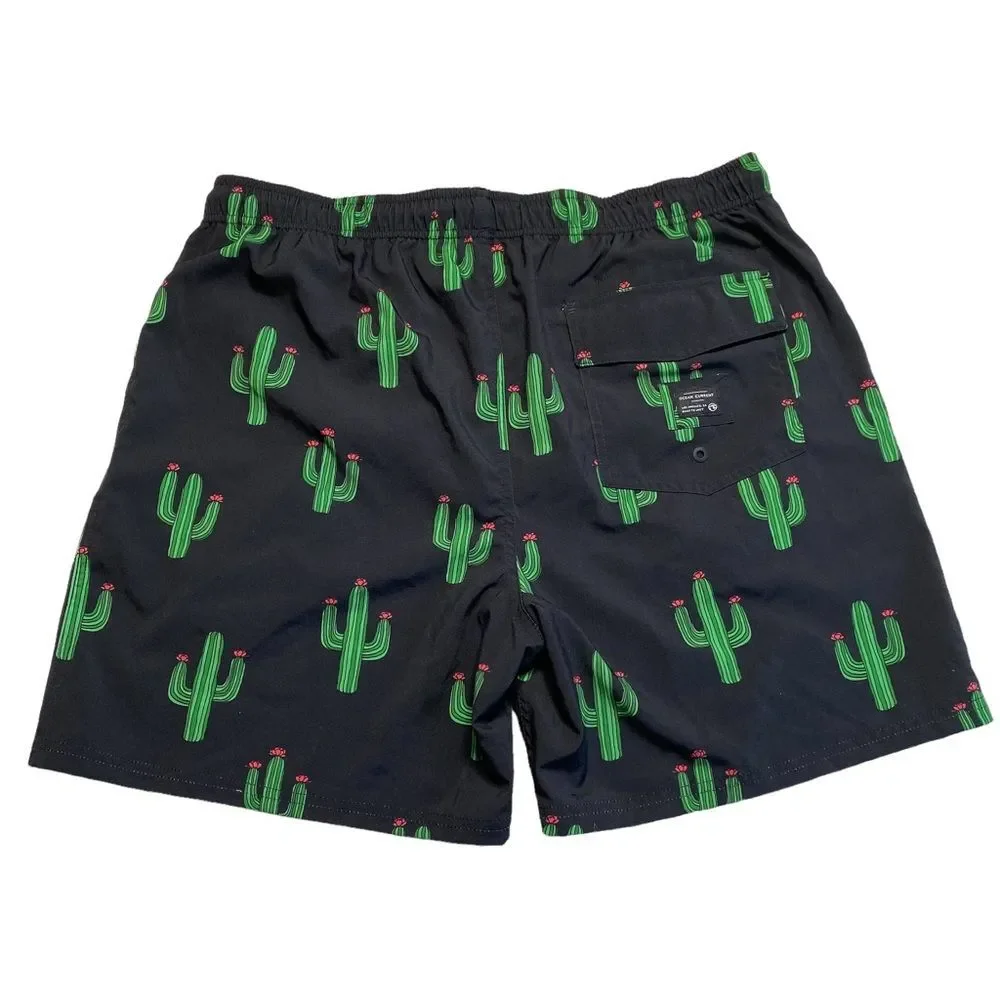 Ocean Current Volley Shorts Cactus Cacti  Swim Shorts Mesh Lined Stretch Sz XXL